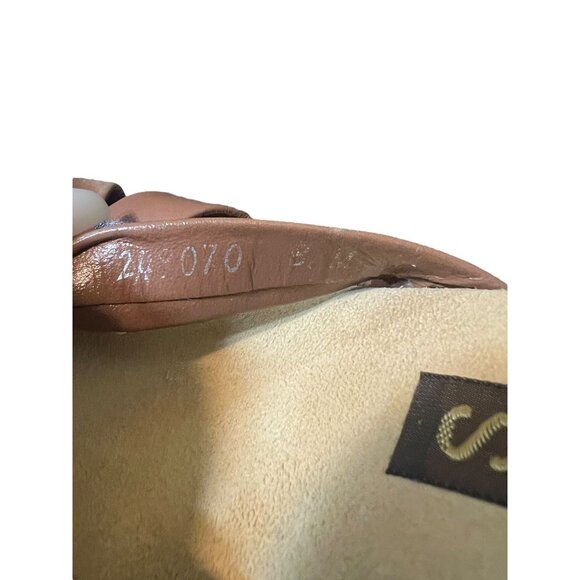 SAS 249070 Brown Leather Comfort Sandals Shoes Rubber Block Heel Slip On Size 8 - Picture 6 of 7